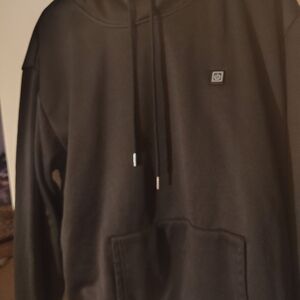 Men's Black Pullover Hoodie with Minimal Square Logo